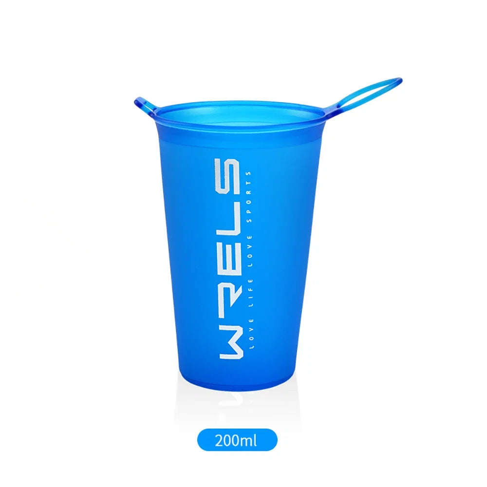 WRELS 200ml Folding Sports Water Bottle | BPA Free Soft TPU Portable Mug for Marathon, Cycling, and Running