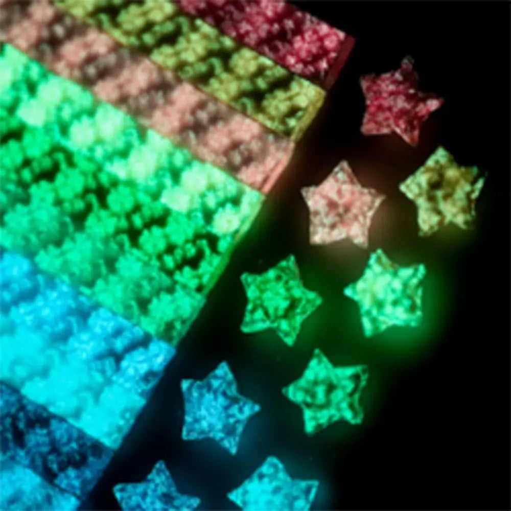 210 Sheets Luminous Origami Stars Paper | 10 Colors Glow in the Dark Lucky Star Strips for DIY Craft