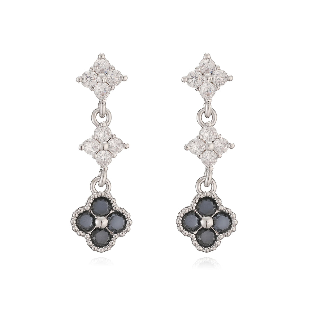 Sparkling Zirconia Floral Tassel Stud Earrings | French Banquet Style Jewelry