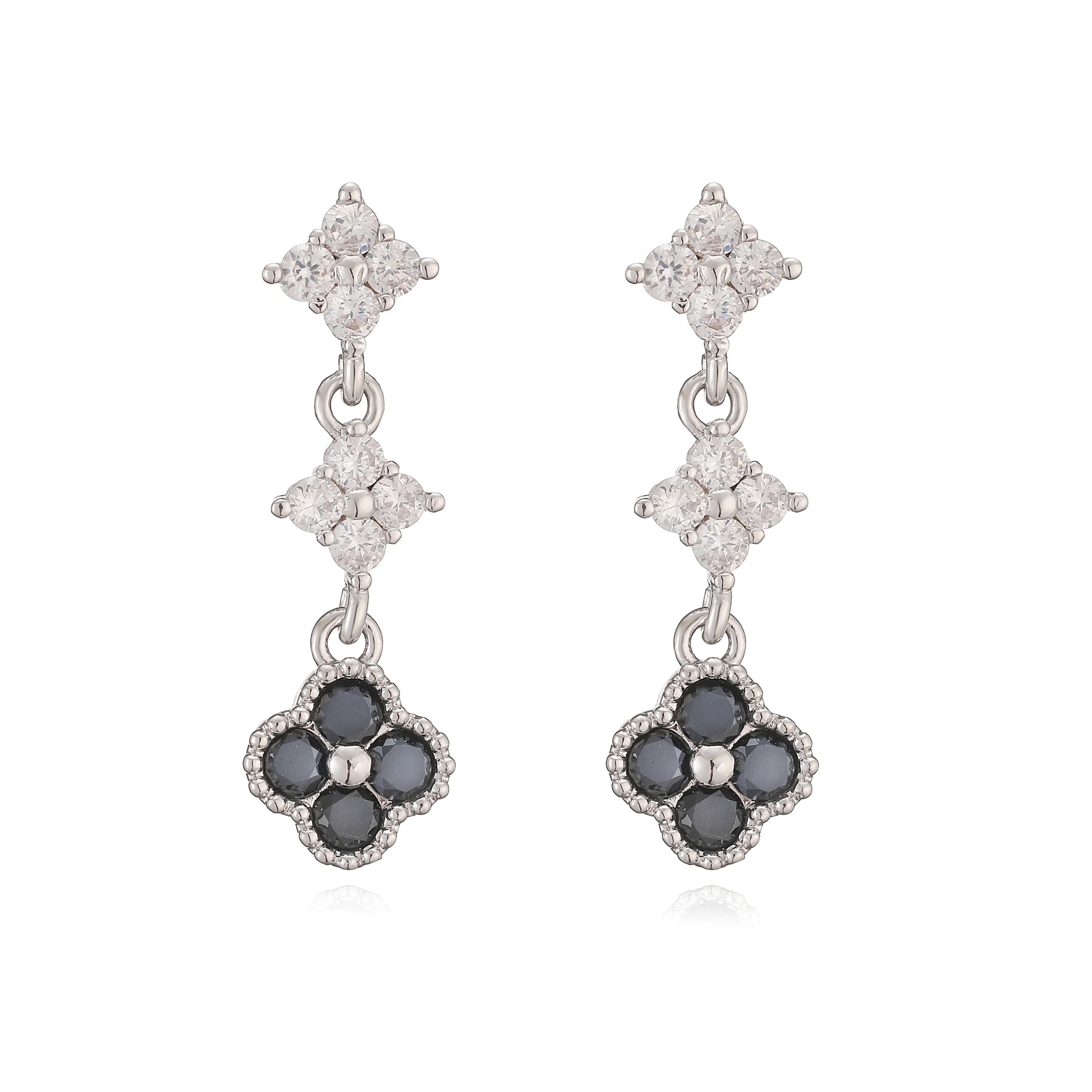 Sparkling Zirconia Floral Tassel Stud Earrings | French Banquet Style Jewelry