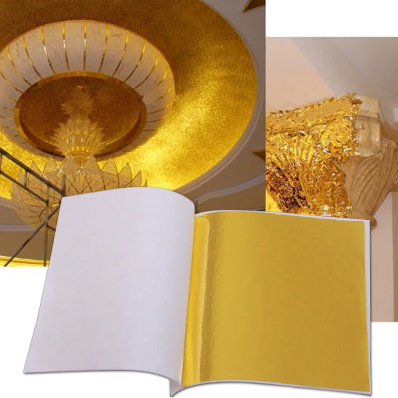 100Pcs Imitation Gold Silver Copper Foil Sheets | Gilding Leaf Flakes for DIY Nail Art Wedding Decor