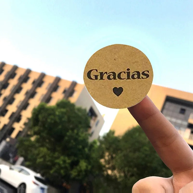Kraft Gracias Spanish Thank You Sticker Seals | 1 Inch Envelope Stickers