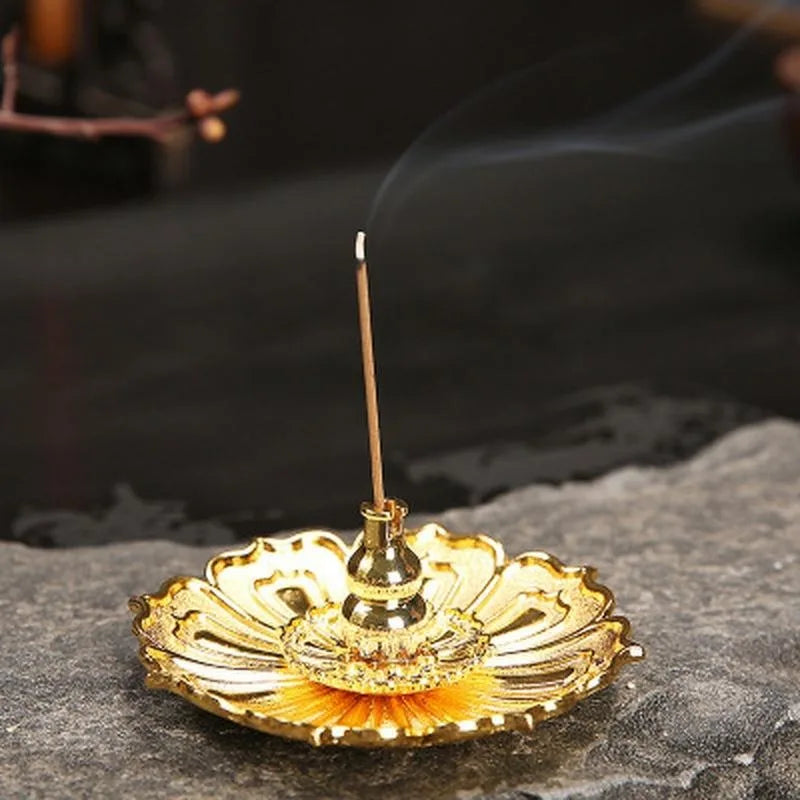 Lotus Incense Burner | Metal Lotus Ash Catcher for Stick and Cone Incense