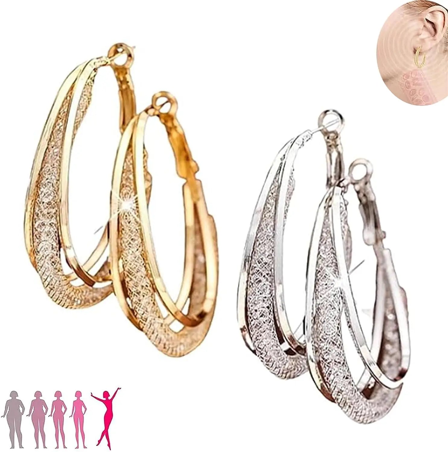 Germanium Earrings for Lymphatic Drainage | Magnetotherapy Hoop Earrings