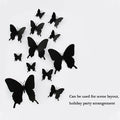 12Pcs/set 3D Black Pteris Butterfly Wall Sticker Set | Magnetic Decorations