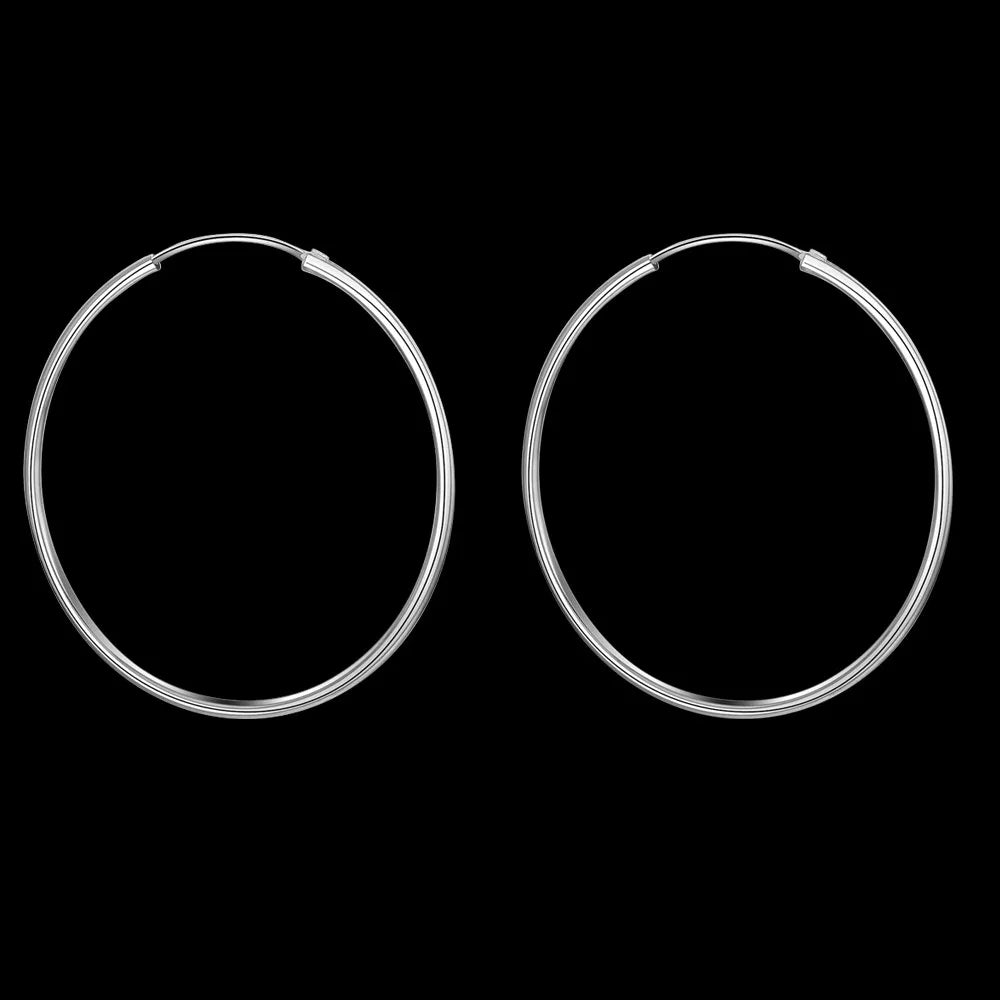 925 Sterling Silver Large Circle Hoop Earrings | Wedding Fine Fashion Jewelry