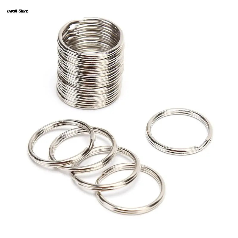 100 Polished Silver Split Key Rings | Stainless Steel Keychain Set for DIY and Organization