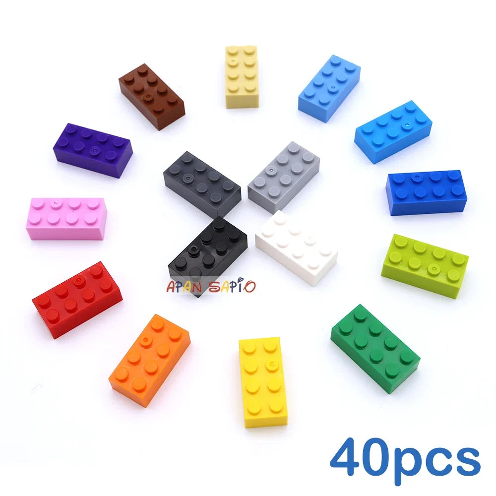 40pcs DIY Building Blocks Thick Figures Bricks 2x4 Dots | Educational Creative Toy for Kids