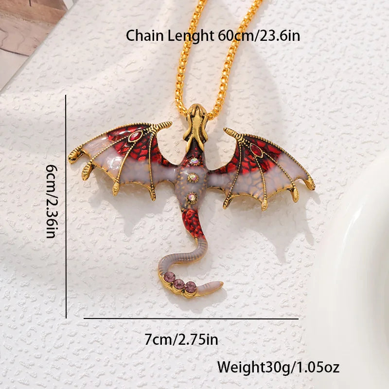 Goth Fly Dragon Pendant Necklace | Punk Snake Chain Choker for Men and Women