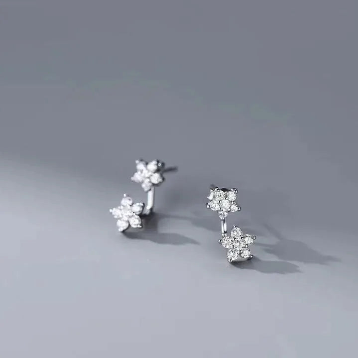 3PCS Double Flower Tragus Stud Earring Set | Cartilage Hoop and Helix Jewelry for Women