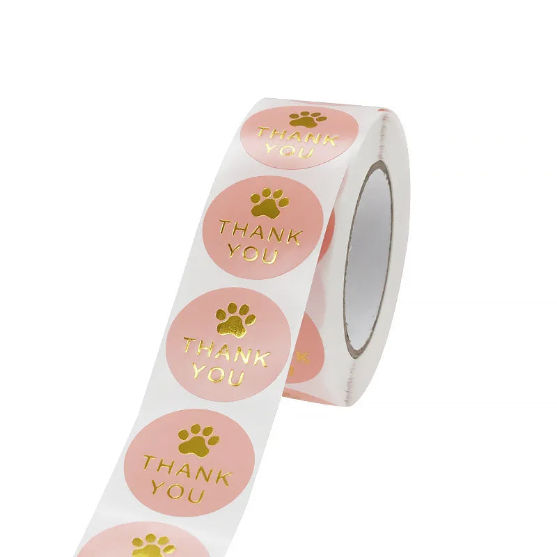 Gold Foil Paw Thank You Stickers | 1 Inch Business Supplies