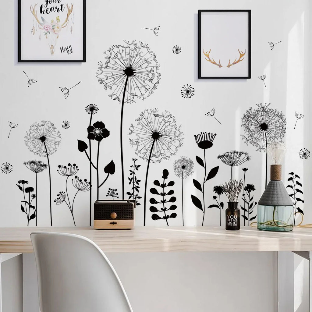 2pcs Dandelion Wall Sticker Set | Self-Adhesive Wall Decor for Bedroom Living Room