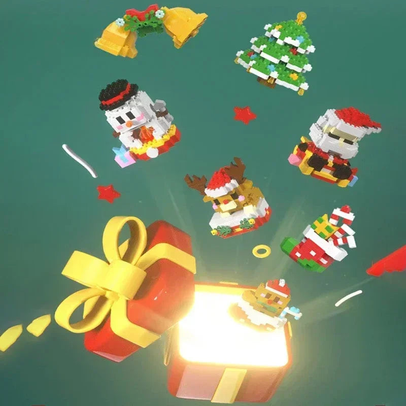 Christmas Micro Building Block Set | Santa and Reindeer Puzzle Toy