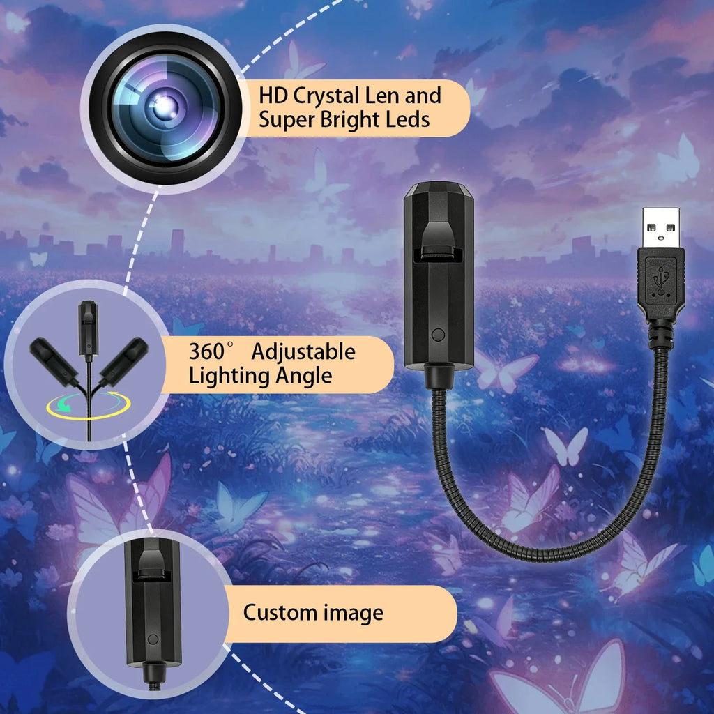 Butterfly Projection Night Light | 5 Pattern 360 Degree Rotating LED Lamp