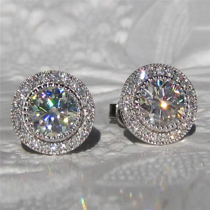Huitan AAA CZ Stud Earrings for Women | Romantic Elegant Cubic Zirconia Jewelry in 7 Colors