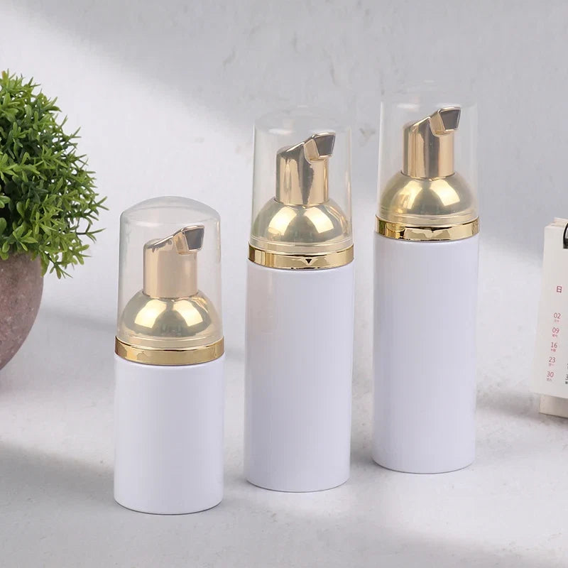 30/50/60ml White Gold Foamer Pump Bottle | Refillable Empty Foaming Soap Dispenser