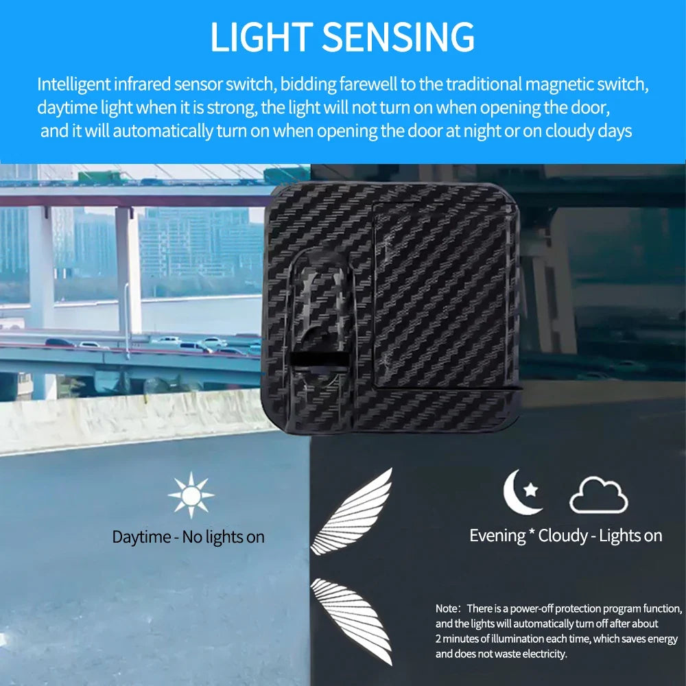 2PCS Angel Wings Door Welcome Light Car Atmosphere Lights | LED Wireless Projection Car Decorative Lights