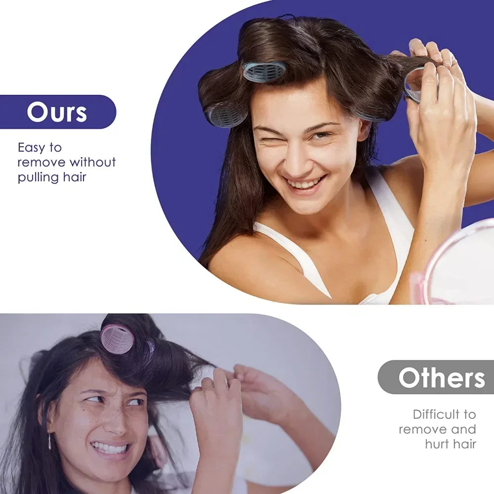 Self-Grip Hair Rollers Heatless Hair Curlers | No Heat DIY Styling Tool for Volume and Bangs