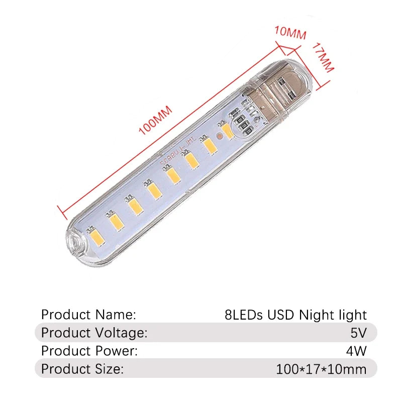 Mini USB LED Desk Lamp | 8 Color Night Light with Eye Protection