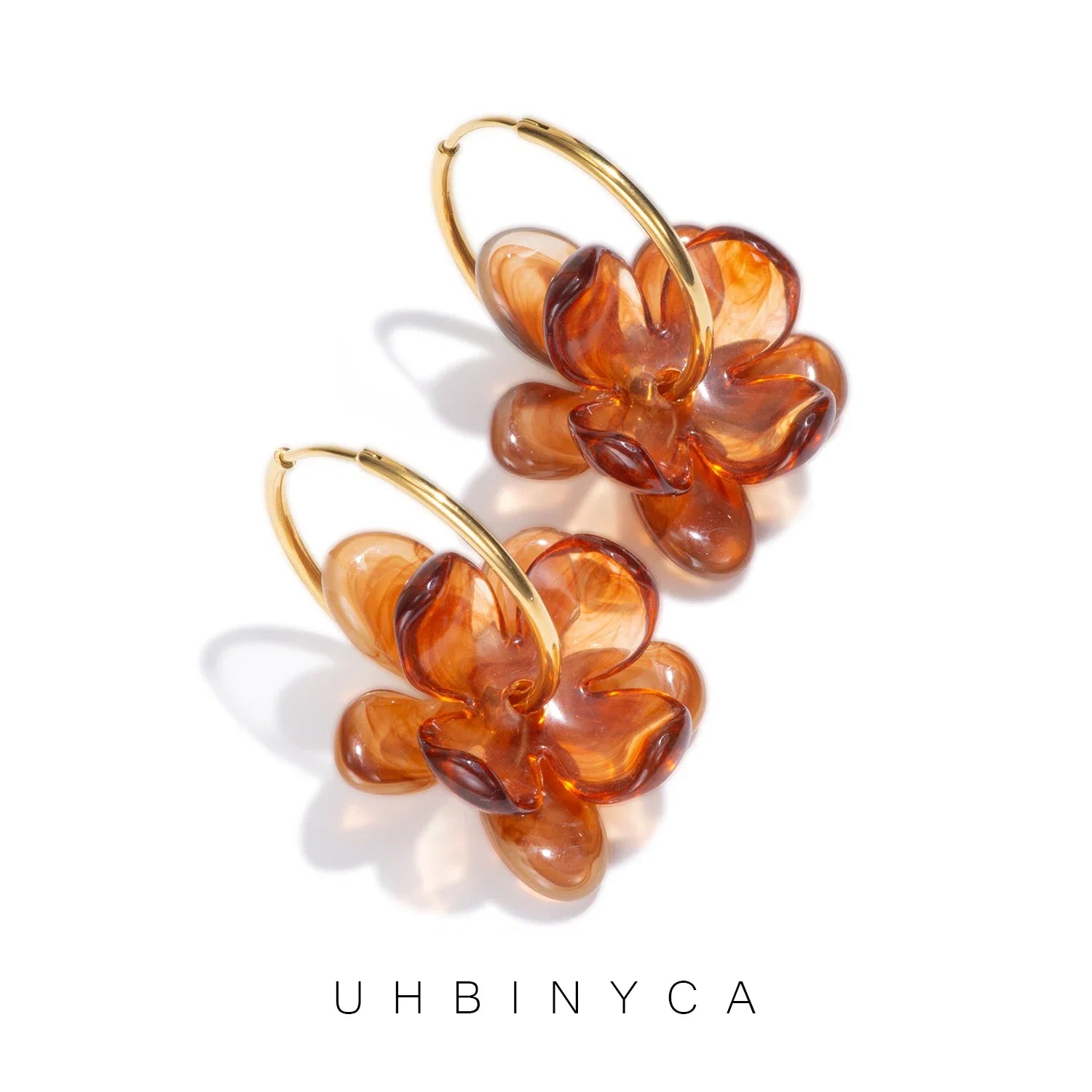 30mm Stainless Steel Drop Earrings | Resin Flower Design for Women