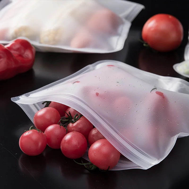 Reusable Silicone Food Storage Bag | Leakproof Stand Up Zip Pouch