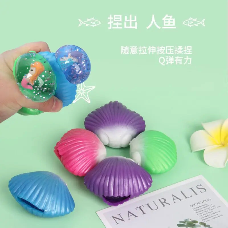 Hand Pinch Shell Decompression Toy | Stress Relief Mermaid Ball