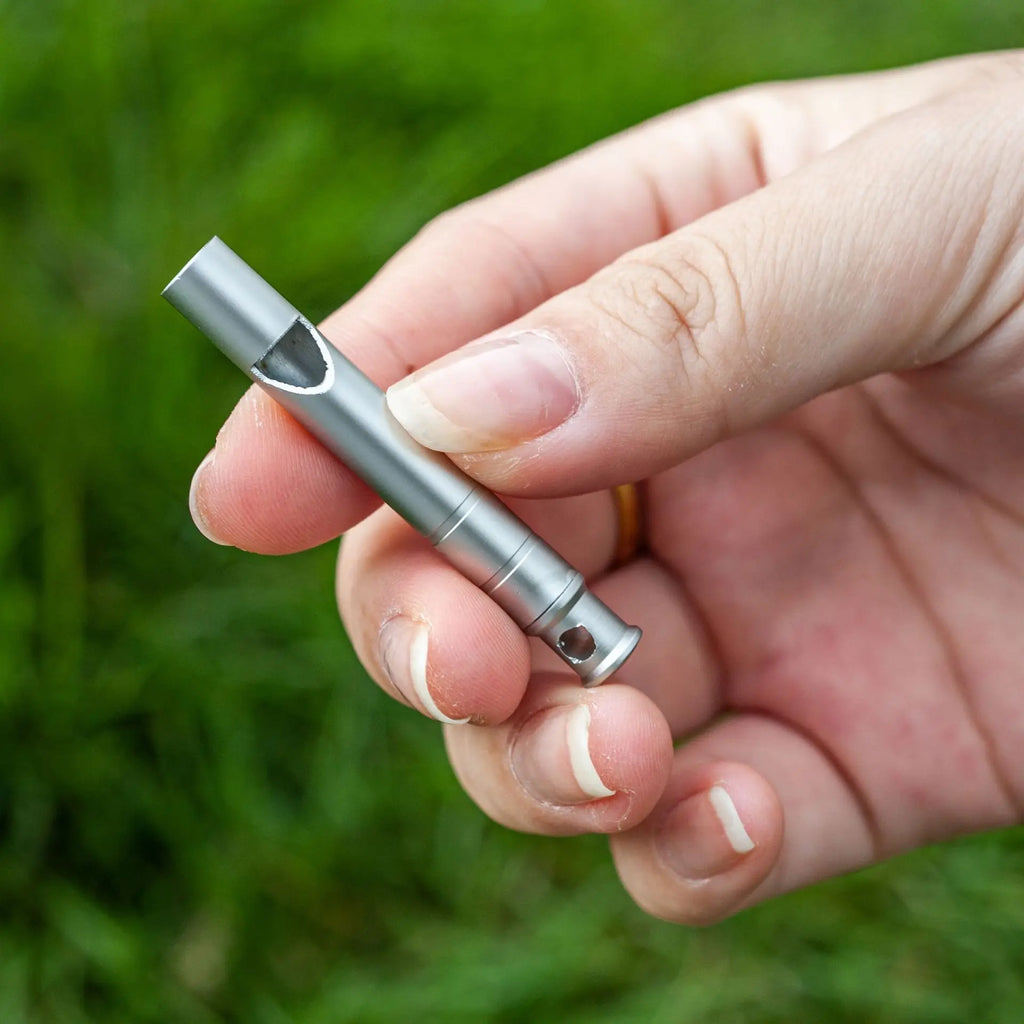 Ultralight Titanium Emergency Whistle with Cord | Outdoor Survival Gear