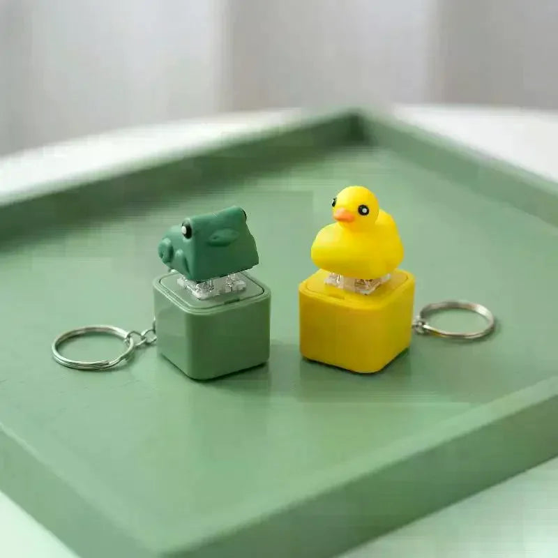 Funny Croaking Frog Duck Keychain | Rechargeable Fidget Clicker with LED Light