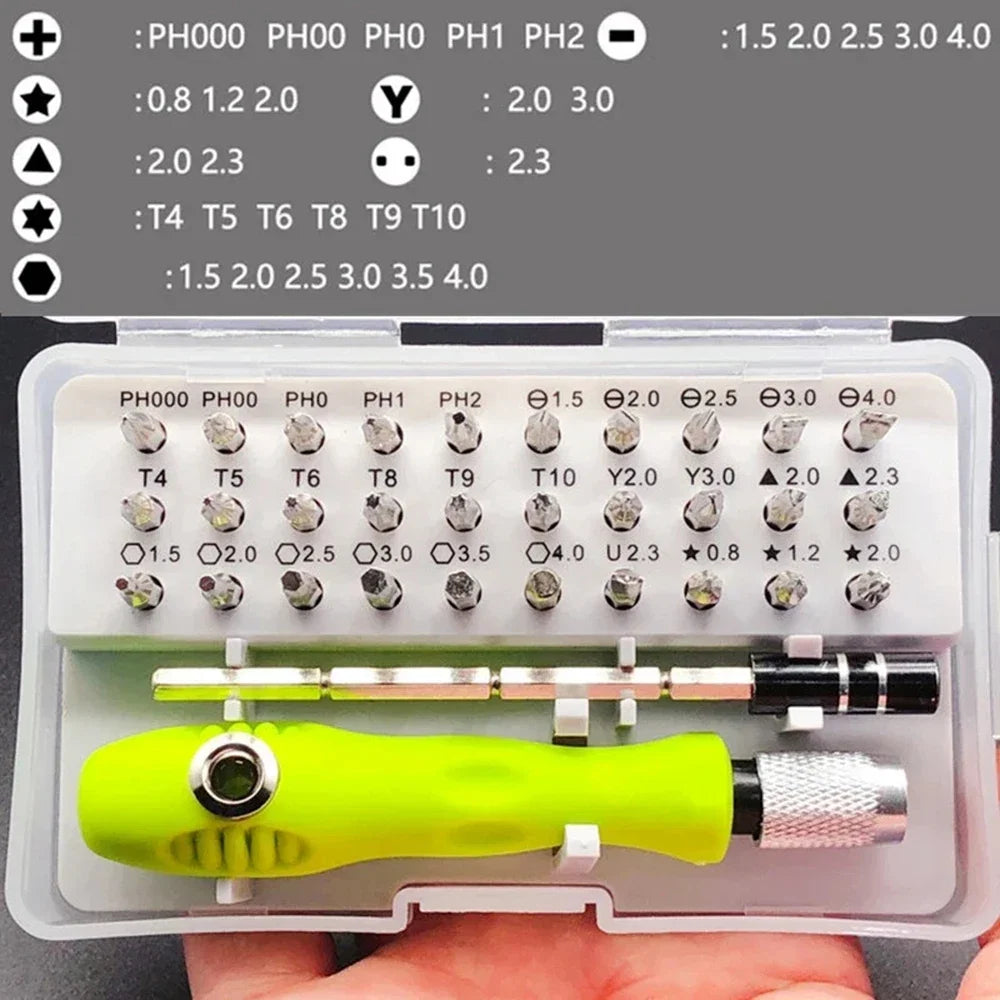 32 In 1 Multifunction Screwdriver Kit with Extension Rod | Manual Precision Tool Set for Electronics