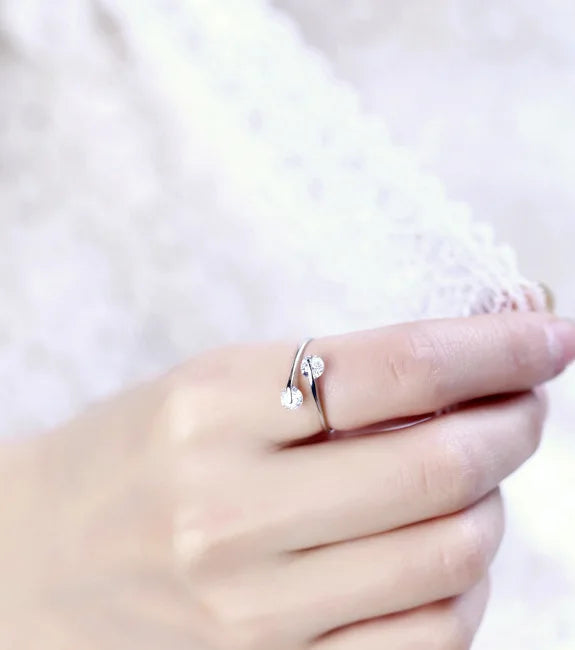 925 Sterling Silver Open Ring | Adjustable Aaa Zirconia Bridal Set