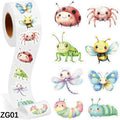 1 Roll Spring Insect Stickers Decal Reward Cute Office Supplies Incentives Animals Sticker Christmas Party Favor, 500 Pcs 1inch