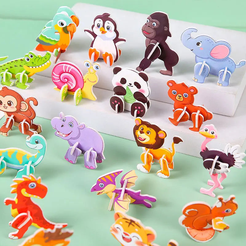 30Kinds Animal 3D Puzzle Set | Kids Paperboard DIY Crafts
