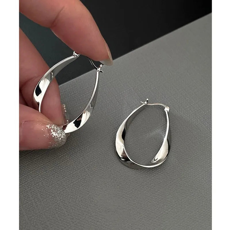 Geometric Twisted Hoop Earrings | Niche Design Statement Jewelry for Women