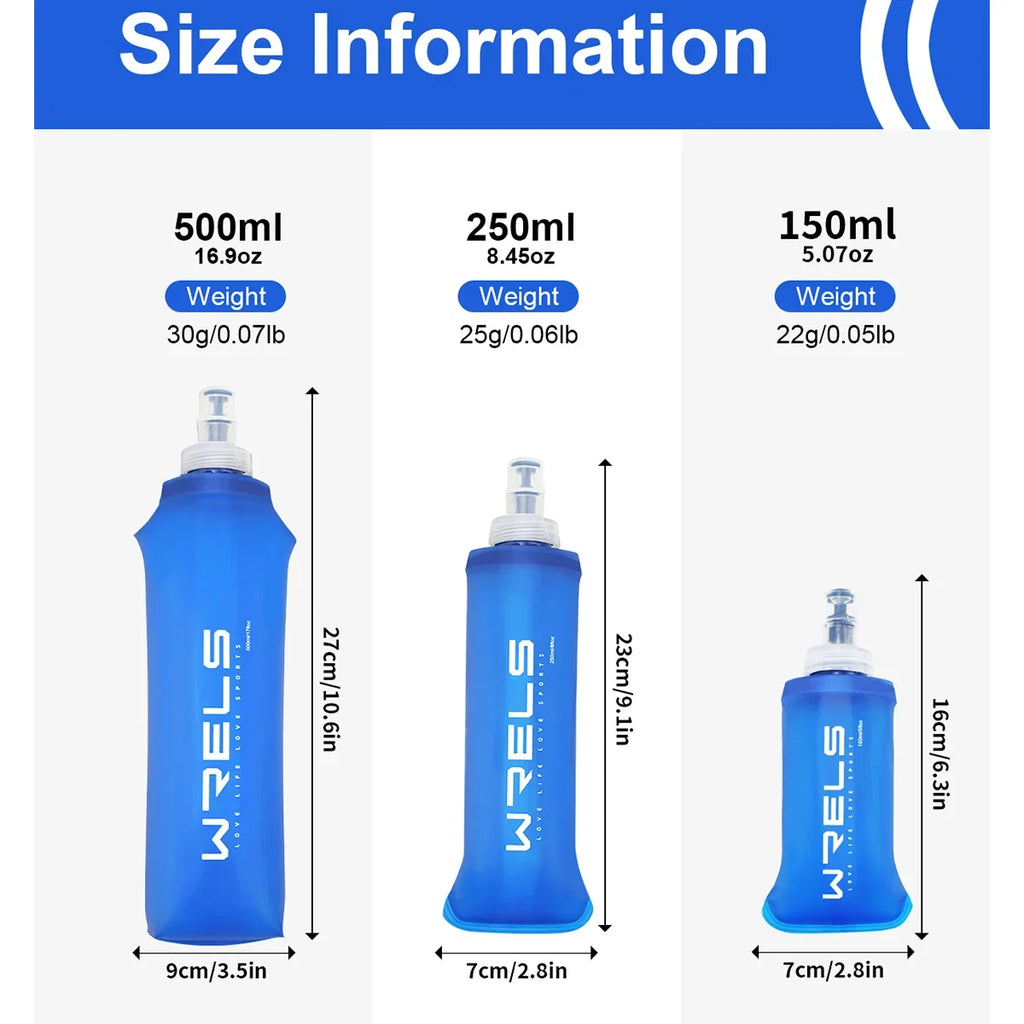 WRELS Soft Water Bottle | Folding Sport Flask for Running and Hydration
