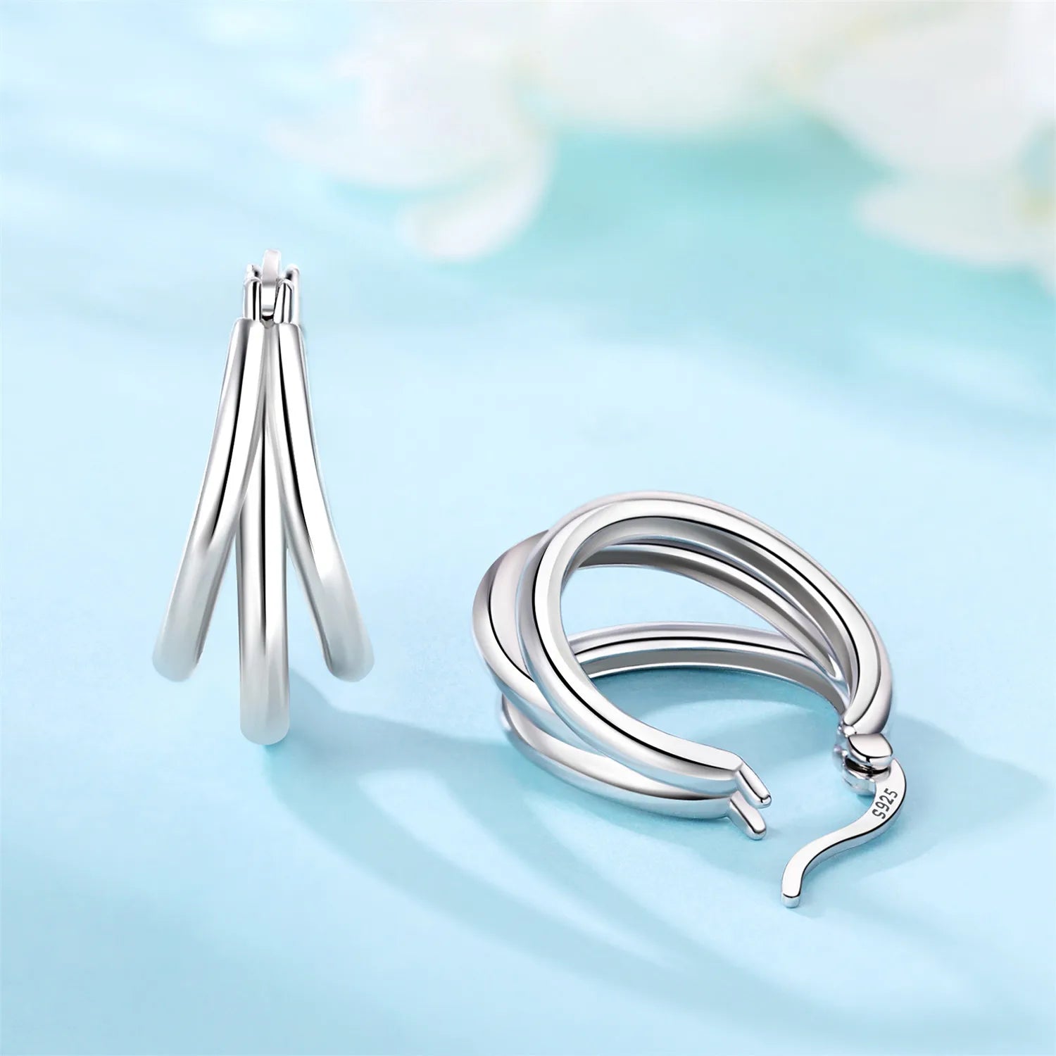 925 Sterling Silver Multi-Layer Hoop Earrings | Trendy Fine Jewelry Gift for Women
