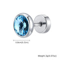 8mm Stainless Steel Screw Back Earrings for Men | Faceted Zircon Studs