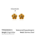 Rose Flower Stud Earrings | 18K Gold Plated Stainless Steel Daily Jewelry for Women