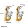 C Shape Hoop Earrings Gold Silver Mix | Trendy Women's Huggie Earrings