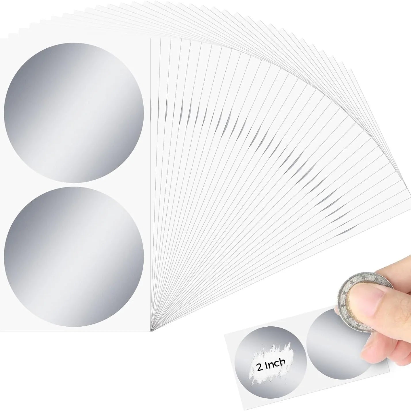 50 Pack Gold Silver Scratch Off Stickers | 2 Inch Round Labels for Lottery Tickets and Raffle Cards