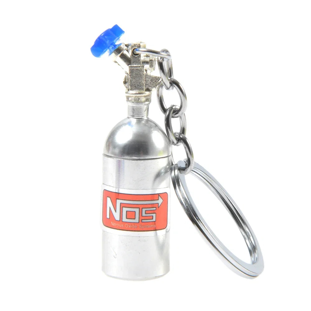 NOS Bottle Keychain Keyring | Metal Pill Box Stash Container for Car Keys