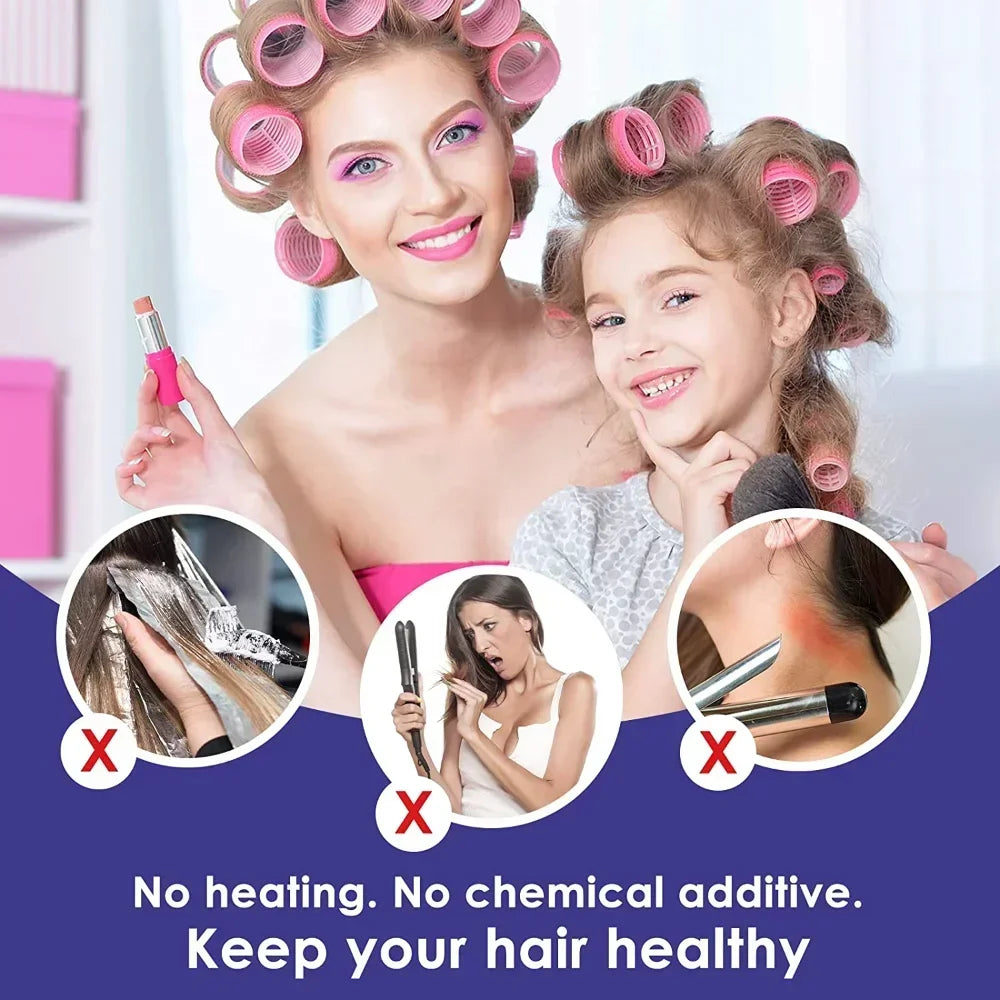 Self-Grip Hair Rollers Heatless Hair Curlers | No Heat DIY Styling Tool for Volume and Bangs