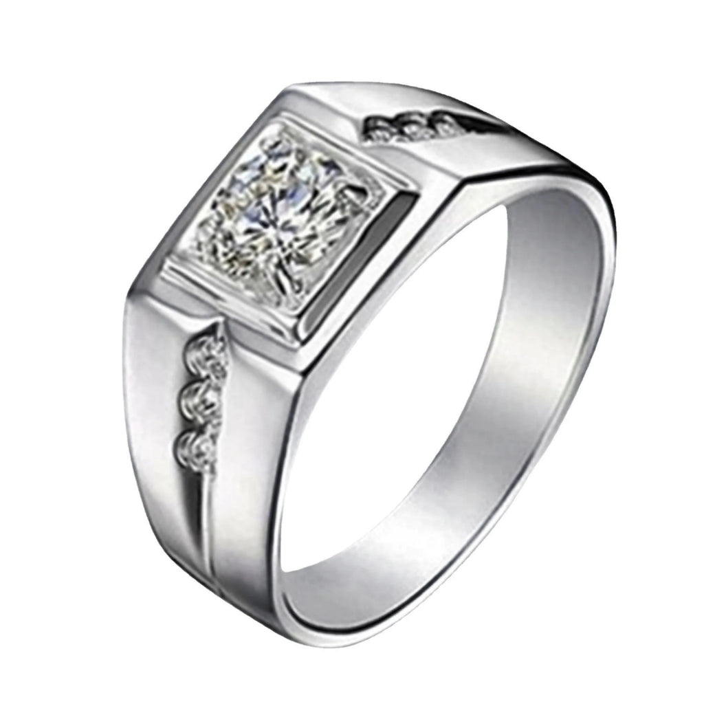 18K Gold Plated Sterling Silver Ring | AAA Cubic Zircon Men's Jewelry