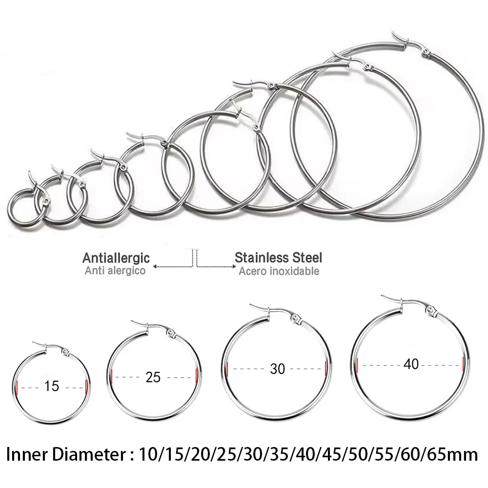 LUXUSTEEL Golden Stainless Steel Hoop Earrings | Big and Small Circle Ear Jewelry for Women and Men