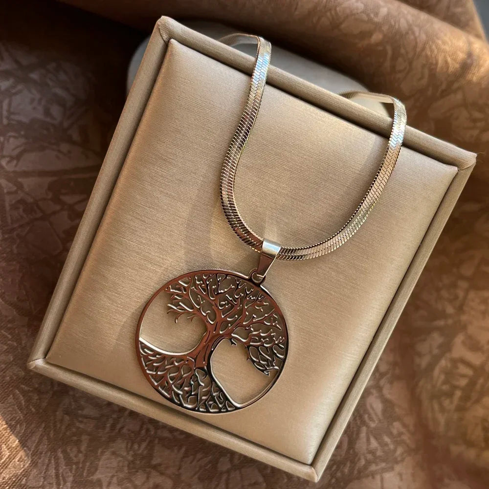 Tree of Life Pendant Necklace | Stainless Steel Family Tree Jewelry for Men and Women