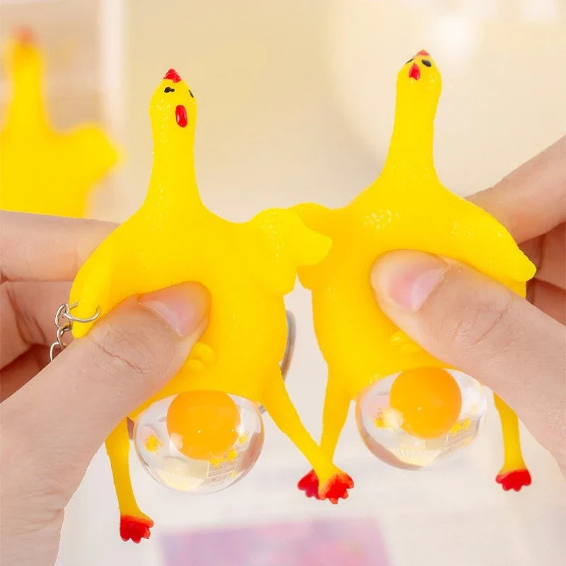 Funny Mini Chicken Keychain | Squeezable Egg-Laying Duck Toy