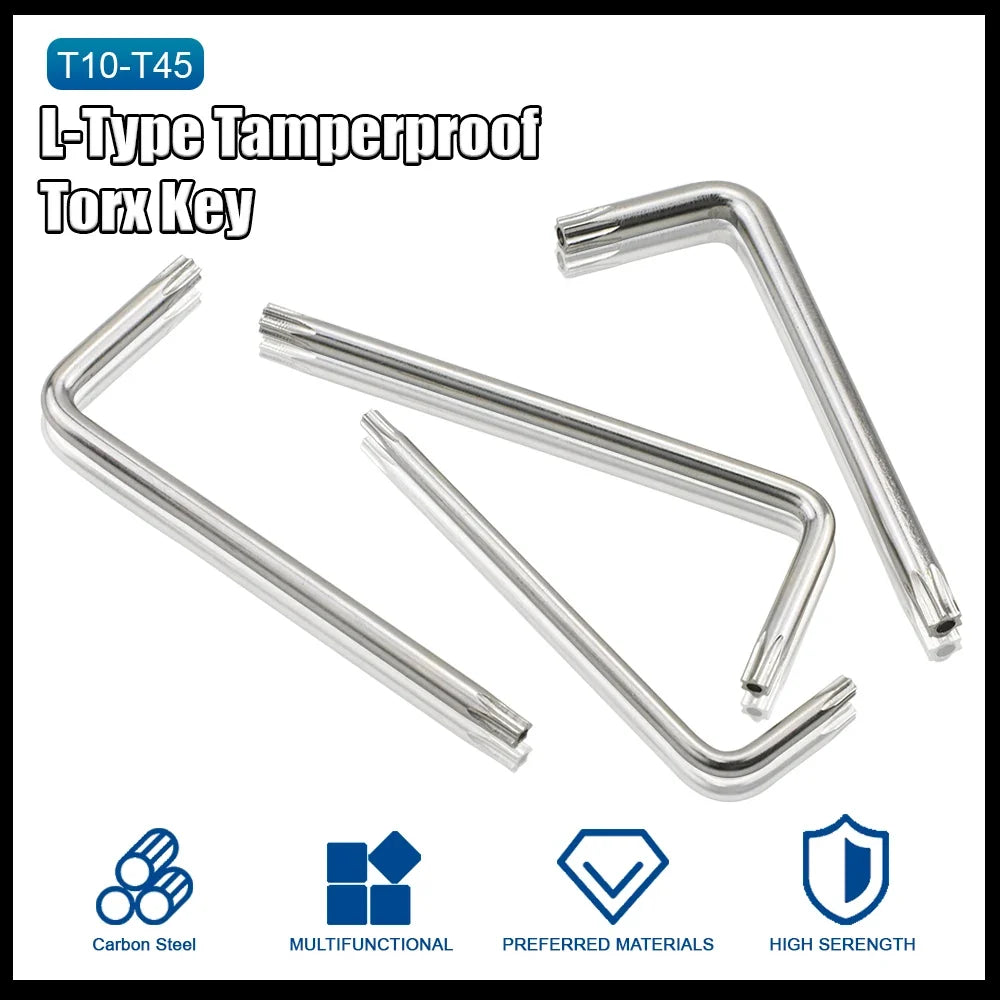 Torx Key Wrench Set L-Type Star Wrenches | Nickel Plated Security Tool Set