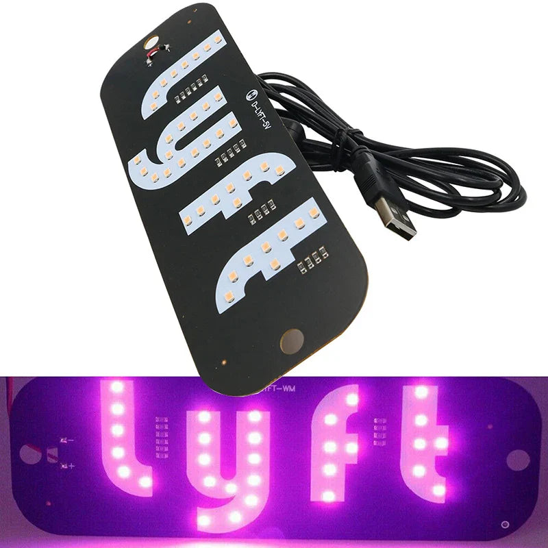 LED Taxi Signal Light for Lyft Logo | USB Cab Panel Indicator with Suction Cups