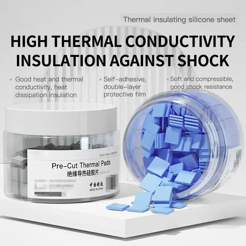 100 Pcs Thermal Insulating Silicone Sheets | High Temperature Repair Mat for Motherboard CPU GPU IC