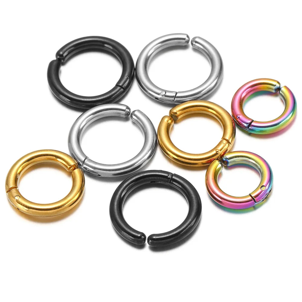 6 Pairs Stainless Steel Clip On Earrings for Women Men | Non Piercing Round Hoop Ear Cuffs
