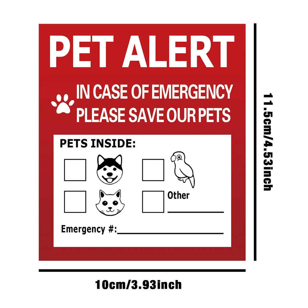 Pet Alert Stickers | Emergency Pet Rescue Window Decals (4 Pack)